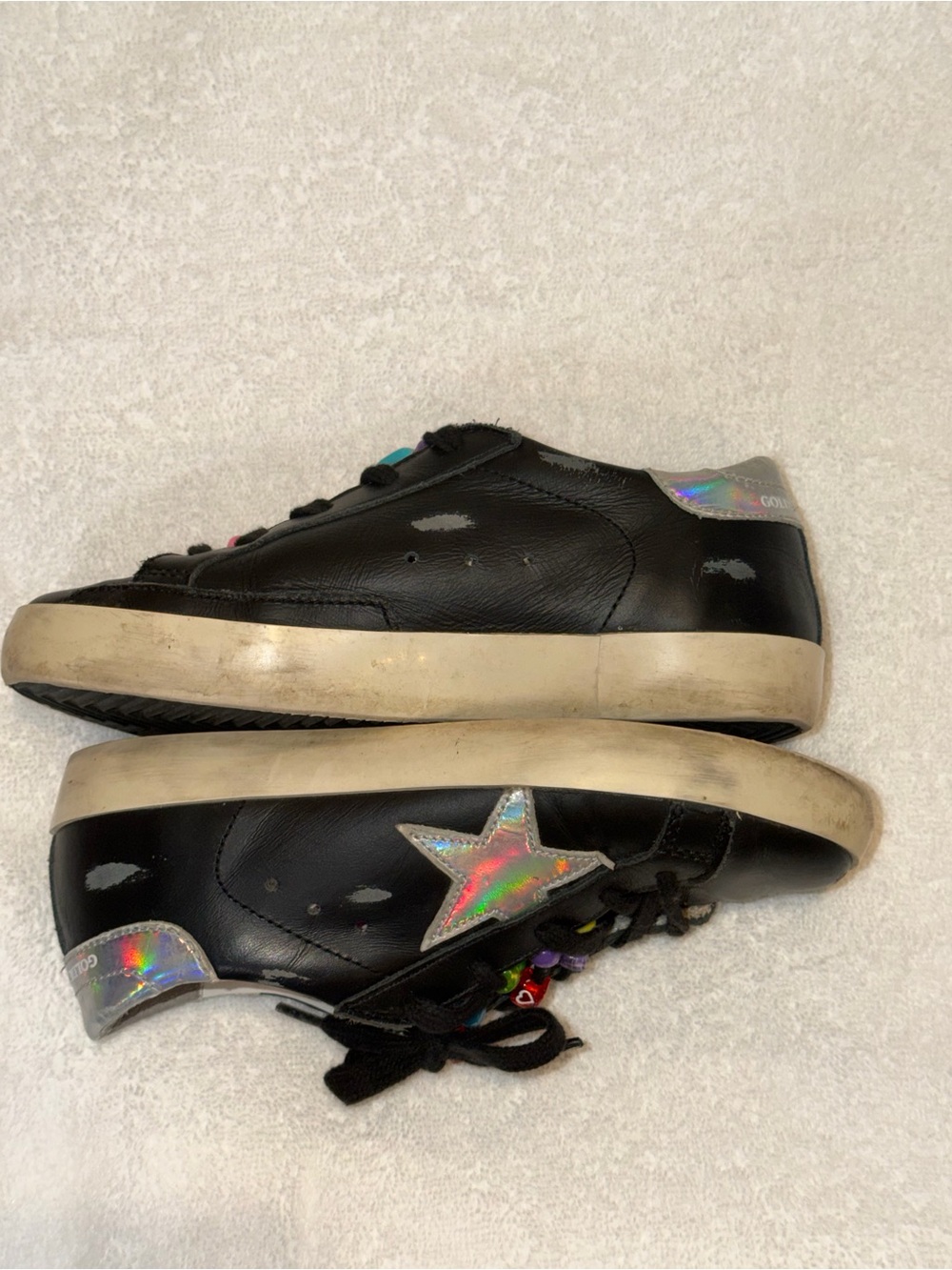 Golden Goose Private Edition Super -Star Kids Black Leather Sneakers - Picture 3 of 6